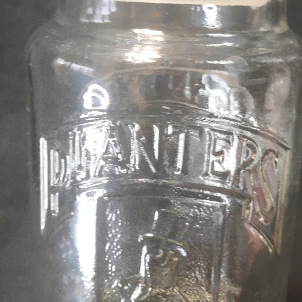 Vintage Planters Peanuts Mr. Peanut 8" Glass Jar w/ Lid 1981 Promo